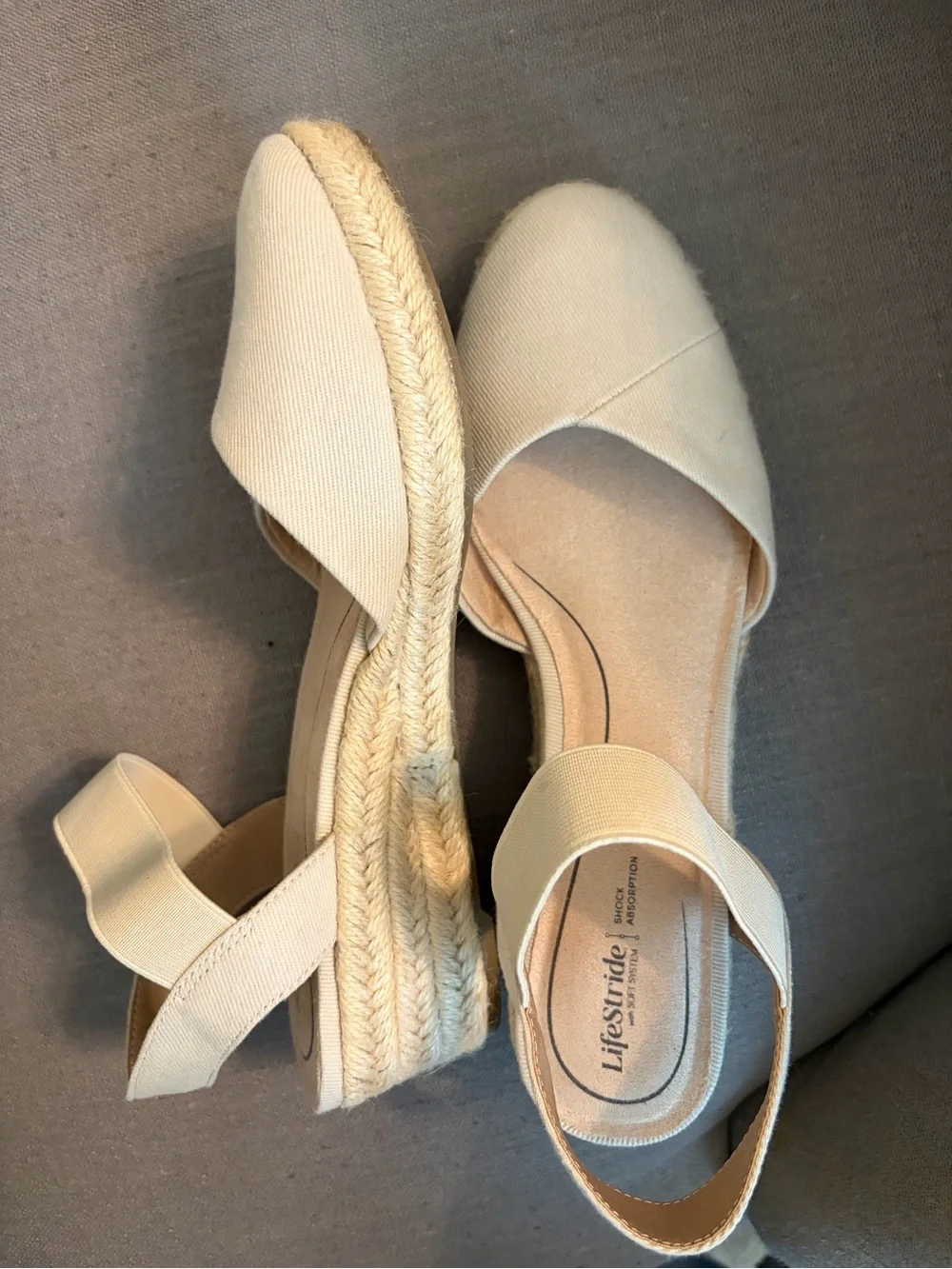 New Life Stride Women's Light Beige Espadrille Wedge Sandal